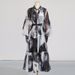 Women's Clothing V Neck Mesh Long Skirt New Retro Ink Printing Design Waist Long Dress For Women_ecoleips.com