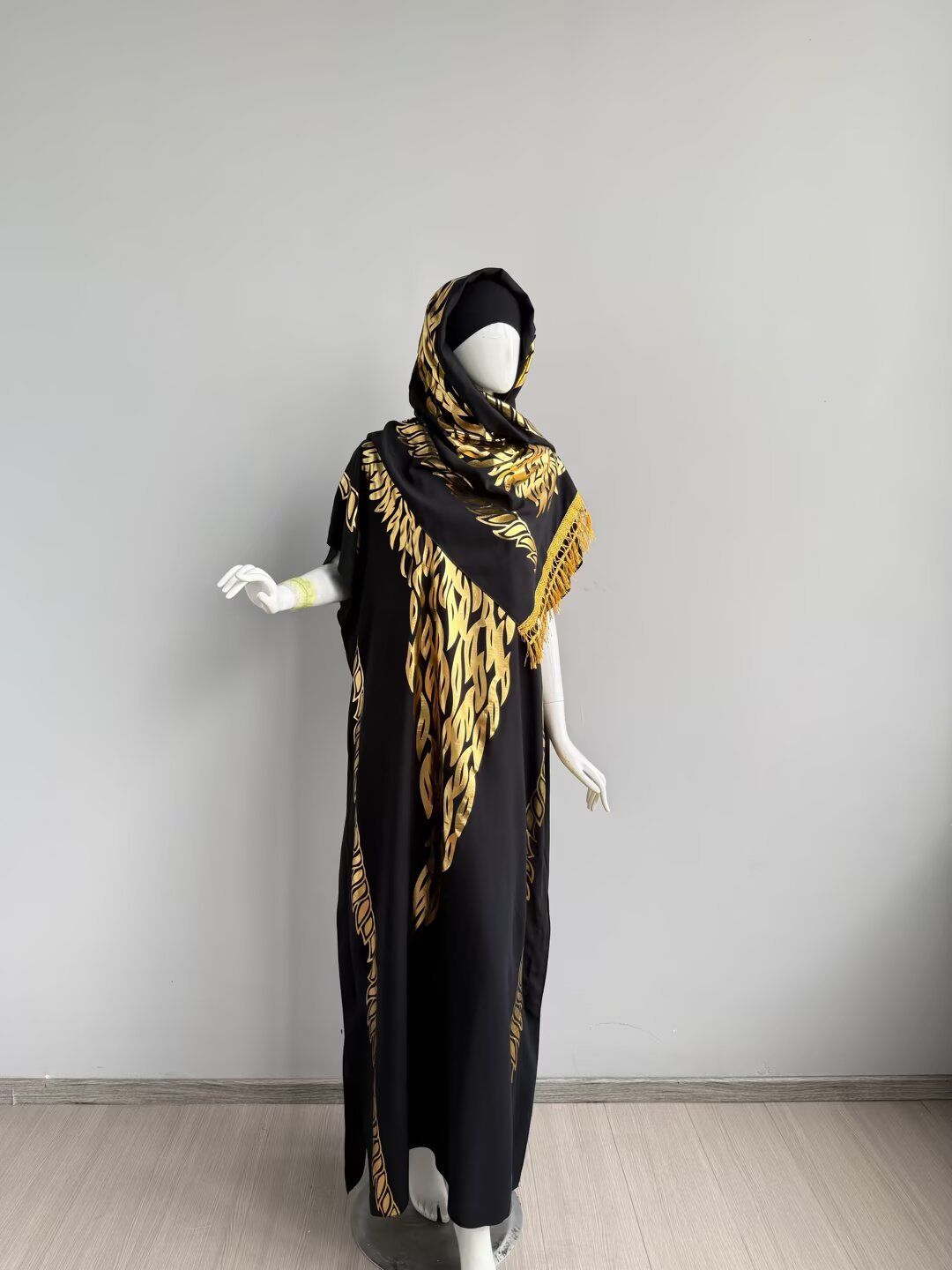 African Robe Rayon Cotton Gold Foil Shawl Set Loose Fit Women's Clothing Muslim Fashion Spot Stock Cross Border Exclusive_ecoleips.com