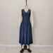 Elegant V-Neck Midi Dress – Loose-Fit Sleeveless Summer Dress With Pockets (Navy Blue) Lined Construction_ecoleips.com