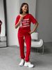New Casual European And American Style Suit Women's Fashion Printed Short-sleeved T-shirt Sports Lace-up Pants 2-piece Set_ecoleips.com