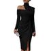 2026 European And American Cross-Border Spring New Product Solid Color Elegant Casual Off-Shoulder Slit Women's_ecoleips.com