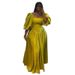 Women's Clothing American Style Square Neck Tie Waist Lantern Sleeve A-Line Dress Long Skirt Sweet Fresh Summer New 2026_ecoleips.com