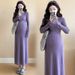 Autumn New Korean Fashion Flared Sleeve Long Knitted Maternity Dress_ecoleips.com