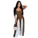 Women's Clothing Sexy Hollow Wide Leg Knitted Sling Stitching Contrast Color Jumpsuit_ecoleips.com