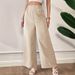 Women's High Waist Slimming Wide Leg Pants Solid Color Spring Summer Fashion Polyester Capri Pants_ecoleips.com