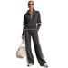 Women's Color Block Sportswear Set Casual European American Style Stand Collar Sweatshirt And Wide Leg Pants Two-Piece Outfit for Summer_ecoleips.com