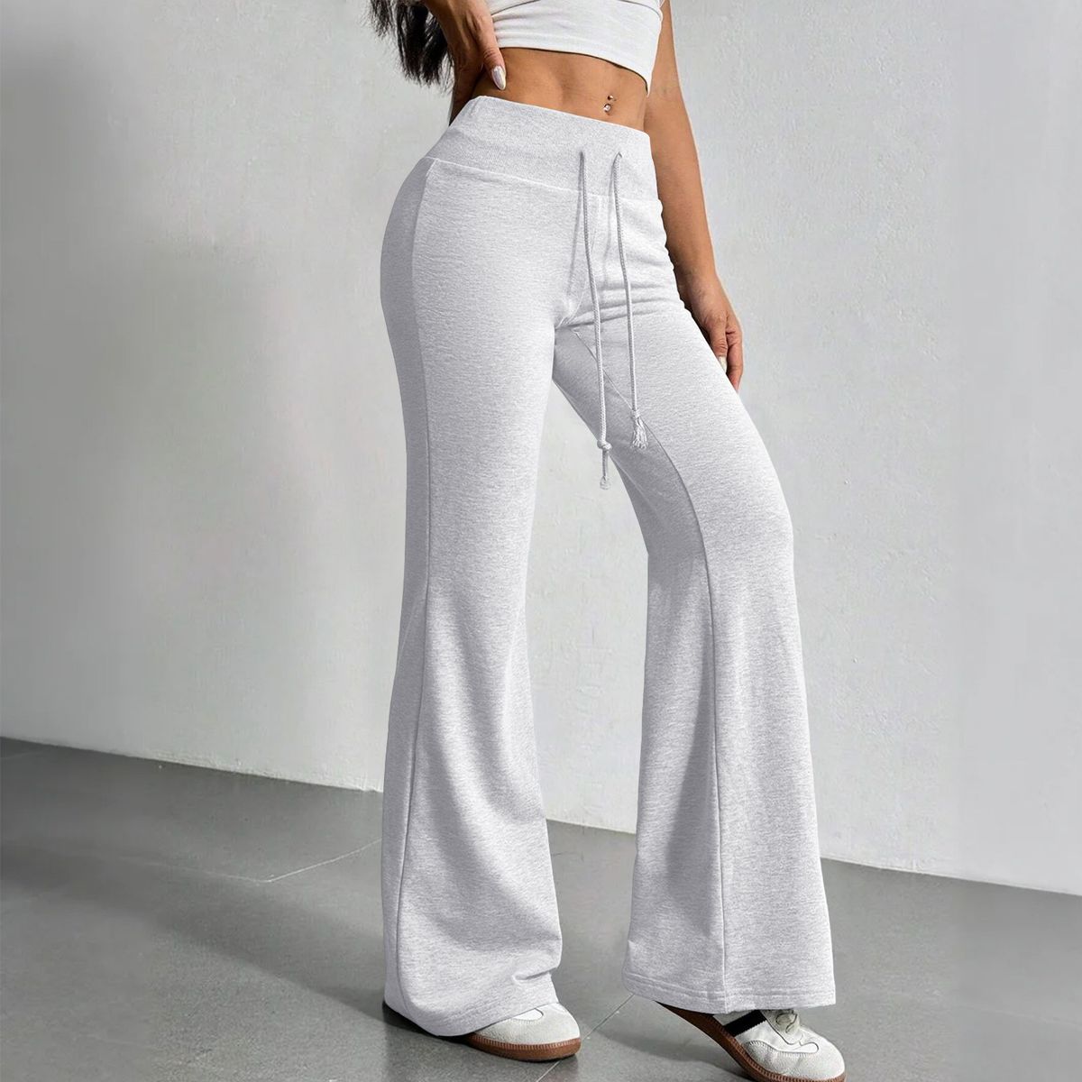 K Women's New Fashion Drawstring High Waist Casual Trumpet Pants Casual Pants For Women_ecoleips.com