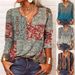 Women's Clothing Women's Loose Long Sleeve T-Shirt Floral V Neck Base Layer Top For Autumn/Winter For Formal & Casual For Women_ecoleips.com