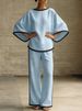 Women's Clothing Elegant Two Piece Set Round Neck Batwing Sleeve Cotton Linen New Style_ecoleips.com
