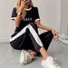 Women's Queen Style Short Sleeve Crew Neck T-Shirt And Drawstring Pants Set Comfortable Casual Loose Fitting Clothing_ecoleips.com