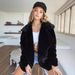 Trendy Winter Faux Fur Collar Jacket – Oversized Long Sleeve Coat, Polyester Blend, Streetwear Chic (S-3XL, 8 Colors)_ecoleips.com
