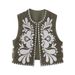 Aria Basics Aria Basics Best-selling Cross-border Foreign Trade European And American Clothing ZA Fashion Sleeveless Embroidered Vest_ecoleips.com