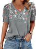 OFEEFAN Womens Tops Short Sleeve Shirts Buttons V Neck Spring Fashion Summer Outfits Plus Size Blouses Dressy Casual_ecoleips.com