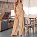 Women's Clothing Hollow Halter Neck Sleeveless Top Wide Leg Pants Fashion Casual Suit_ecoleips.com