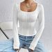 Voya Women's Clothing European And American Women's Clothing 2026 Spring-summer New Slim-fit Square-neck Long-sleeve T-shirt,_ecoleips.com