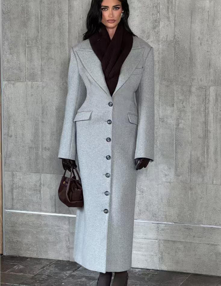 Fashionable Casual Style Large Lapel Wool Coat Single Breasted Loose Solid Color Autumn Winter New 2025_ecoleips.com