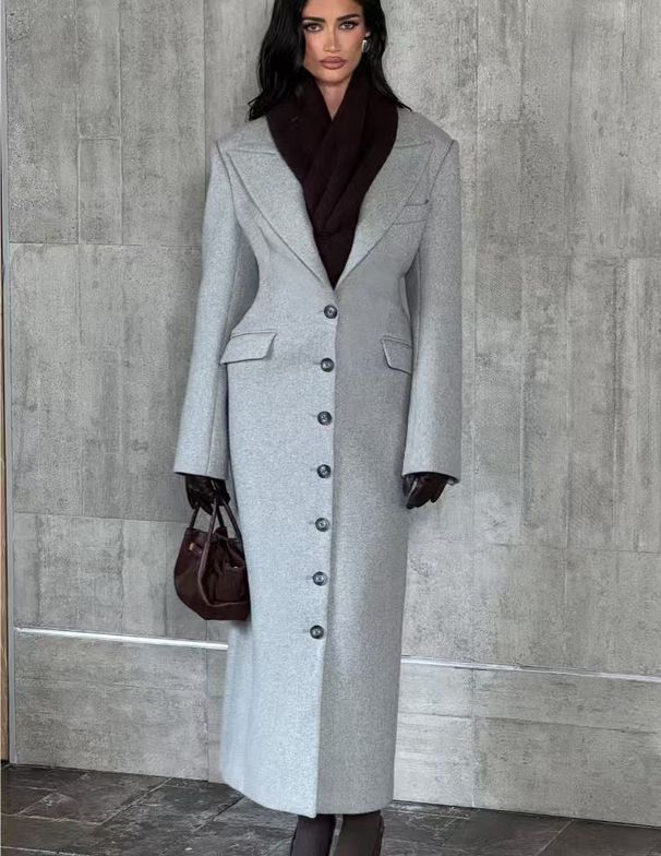 Fashionable Casual Style Large Lapel Wool Coat Single Breasted Loose Solid Color Autumn Winter New 2025_ecoleips.com