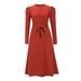 Women's Fashion Bubble Long-sleeved Knitted Skirt In The Long Temperament Of A Thin High-waisted Swing Dress_ecoleips.com