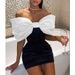 New In-Stock Spring European And American Women's Fashion Off-Shoulder Bow Tight Birthday Party Mini Dress_ecoleips.com