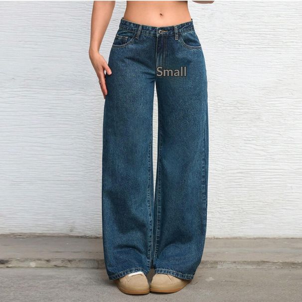 European And Cross-border Low-waist Wide-leg Jeans For Women, 2024 New Model, Slimming, Floor-length, Straight Cut,_ecoleips.com