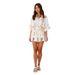 European American Style Women's Jumpsuit 2025 Cross Border Fashionable Loose Short Design Lapel mid Sleeve Tie Waist New Style_ecoleips.com