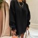Women's Loose Fit Solid Color Round Neck Pullover Sweater Mid-Length Knitted Top For Autumn Winter_ecoleips.com