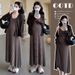 Autumn New Korean Fashion Striped Camisole Cardigan Two-Piece Maternity Dress_ecoleips.com