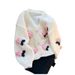Women's Korean Style Floral Knitted Cardigan Sweet Three Dimensional Autumn Winter Sweater Coat Loose Soft Versatile Age Reducing_ecoleips.com