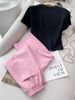 Women's Clothing Stylish Slim Top Pink Wide-leg Pants Two-piece Preppy Look_ecoleips.com