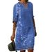Women's Ethnic Style Printed Casual V Neck Dress Spring Summer New Fashion_ecoleips.com