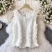 Women's Sleeveless Vest Premium 3D Rose Pattern French Chic Summer Style Sweet And Youthful Design for 2025_ecoleips.com