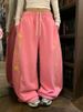 Unisex American Style Relaxed Star Print Wide Leg Sweatpants Drawstring Casual Drapey Versatile Straight Leg Loose Fitting Trousers_ecoleips.com