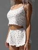 Women's Clothing New Fashion Sleeveless Suspender Shorts Suit Fresh Floral Waist Baring Home Pajamas_ecoleips.com