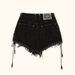 SMFK Rock High Waist Casual Denim Shorts Wilderness Black_ecoleips.com