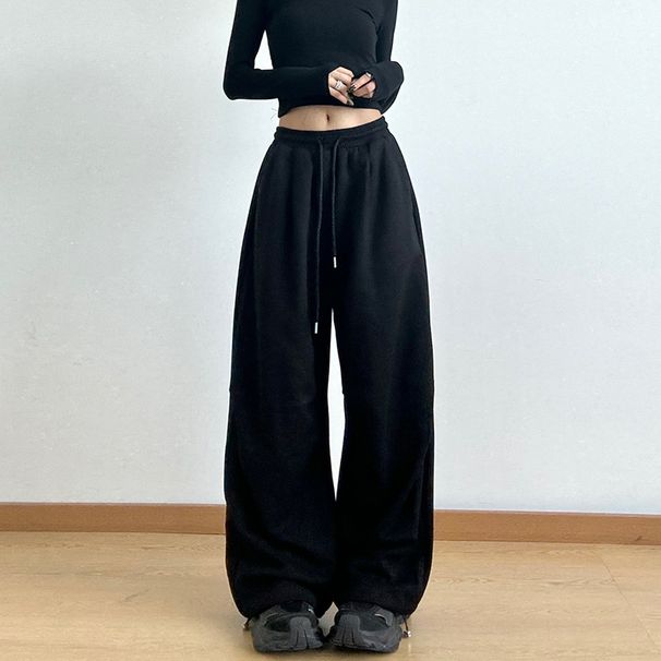 Women's Clothing Grey Sweatpants Women Autumn New High Waist Straight Loose Casual Sweatpants Workwear Wide Leg Pants_ecoleips.com
