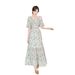 Cross-border Korean Dongdaemun 2026 Summer New Style Chiffon Floral Short-Sleeve Long Women's High-Waisted Flared Dress_ecoleips.com