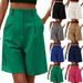 Women's Clothing new women's summer thin high waist loose slim straight casual mid length pants breathable wide leg shorts_ecoleips.com