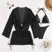 Women's Clothing Two-Piece Swimsuit Sexy Tie-Up Bikini Set With Light Gauze Cover Up_ecoleips.com