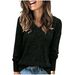 Aria Basics Aria Basics European And American Cross-Border Hot-Selling Women's Long-Sleeve V-Neck Ribbed Brushed Knit Top T-Shirt_ecoleips.com