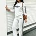 Women's Spring Autumn Loose Fitting Hooded Sweatshirt And Drawstring Pants Casual Simple Two-Piece Set Letter Print 2043_ecoleips.com