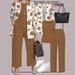 Women's Plus Size Three Piece Set Floral Print Top Solid Color Vest Straight Leg Pants Autumn Fashion Ensemble_ecoleips.com