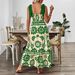 Women's Clothing Ladies Bohemian Style Dress Positioning Flower Shoulder Strap Strap Long Skirt Female_ecoleips.com