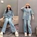 Women's American Retro Slim Fit Two-Piece Suit Loose Short Sleeve Trousers Casual Fashion Spring Summer Trendy Set_ecoleips.com