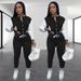 Women's Patchwork Jacket Baseball Suit Sportswear Two-Piece Set Single Breasted Trendy Clothing_ecoleips.com