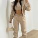Aria Basics European And American Women's Three-Piece Long Pants Fleece-Lined Hooded Sweatshirt Sports Fashion Casual Winter_ecoleips.com