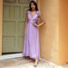 Women's Floral Chiffon Dress Summer Pleated Full Skirt Backless Cross Tie Rope Gown Casual Vintage Style for Women_ecoleips.com