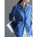 Jomi French-style Sea Blue Linen For Women, Thin, Loose, Elegant, Old Money Style, High-end Cotton-linen Sun Protection_ecoleips.com