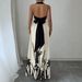 Elegant Halter Neck Backless Maxi Dress With Bow Tie Back And Flared Skirt For Summer Vacation & Evening Parties_ecoleips.com