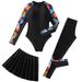 Women's Clothing Bikini Three-Piece Printed Long Sleeve Front Zipper Muslim Swimsuit_ecoleips.com