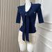 Elegant Ribbon-Knot Short Sleeve Knit Top - Breathable Viscose Blend Slim Fit Blouse For Women_ecoleips.com